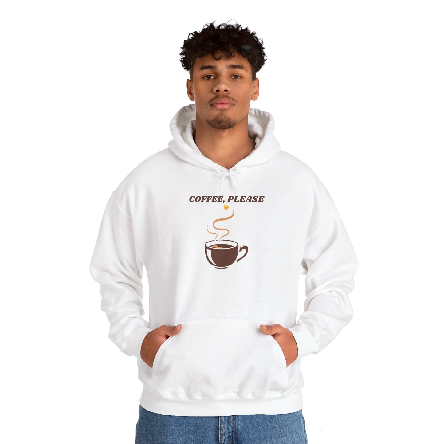 Coffee, Please – Cozy Hoodie with Coffee Cup Design